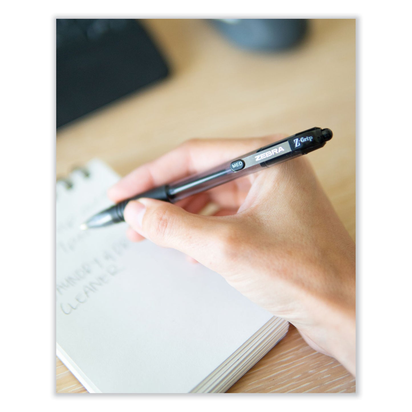 Zebra Z-Grip Ballpoint Pen, Retractable, Medium 0.7 mm, Black Ink, Clear/Black Barrel, 12/Pack (23910)