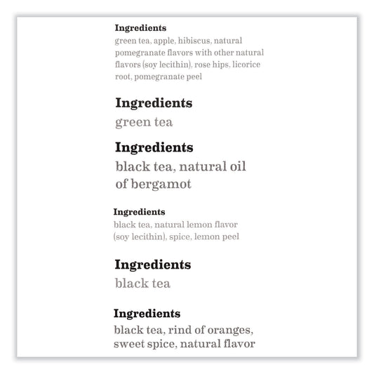 Bigelow Assorted Tea Packs, Six Flavors, 28/Box, 168/Carton (15577)