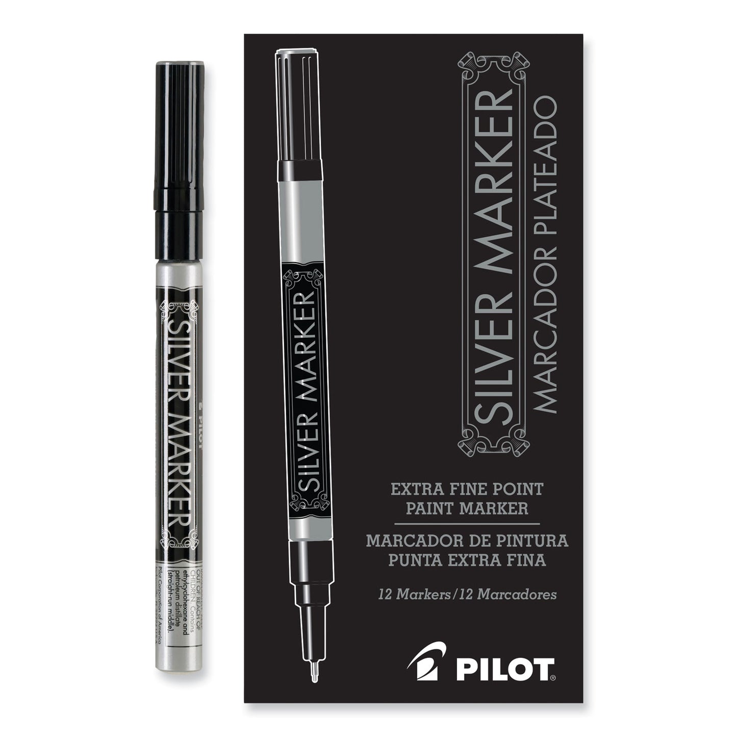Pilot Creative Art and Crafts Marker, Extra-Fine Brush Tip, Silver (41801)