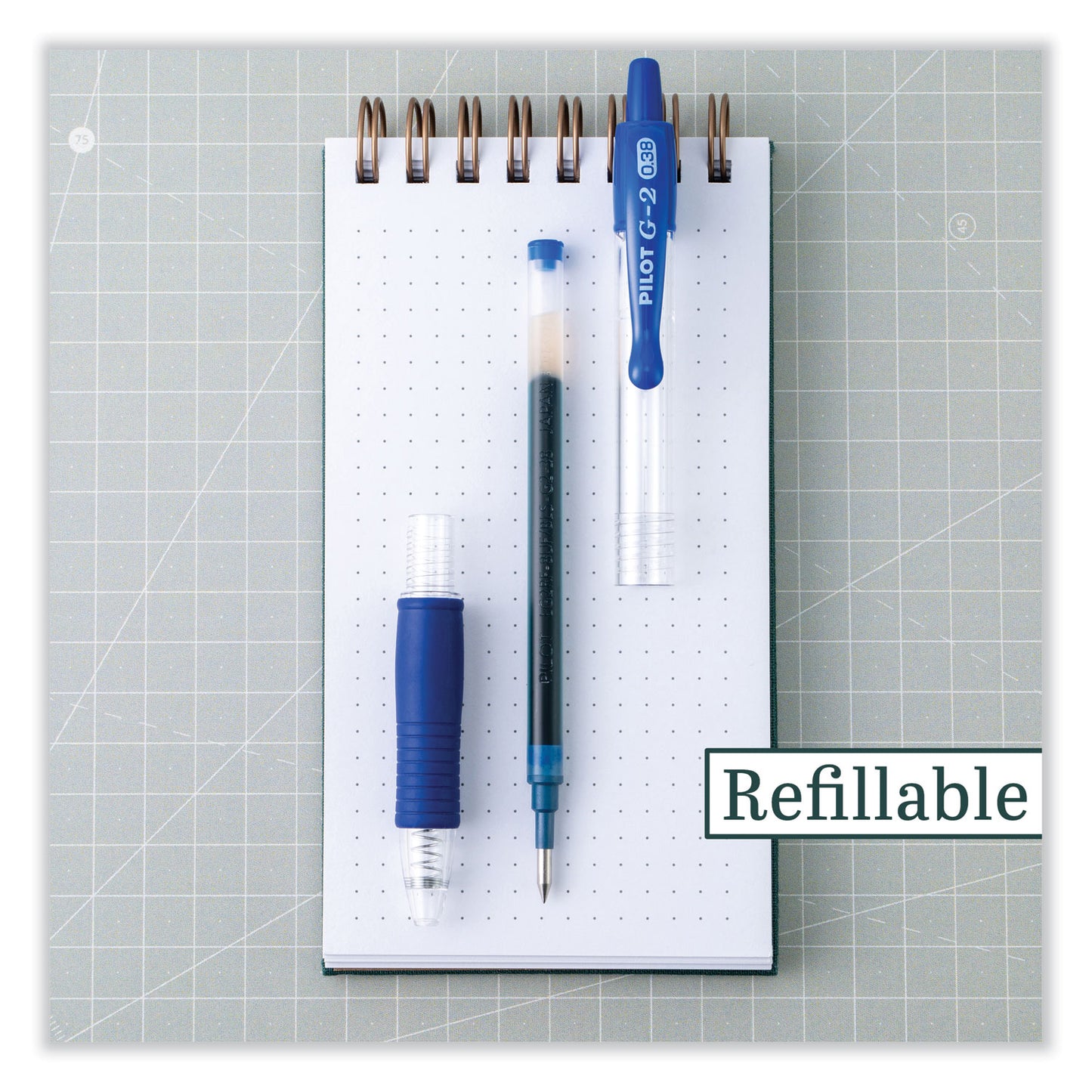Refill for Pilot B2P, Dr Grip, G2, G6, MR Metropolitan, Precise BeGreen and Q7 Gel Pens, Extra-Fine Tip, Blue Ink, 2/Pack (77233)