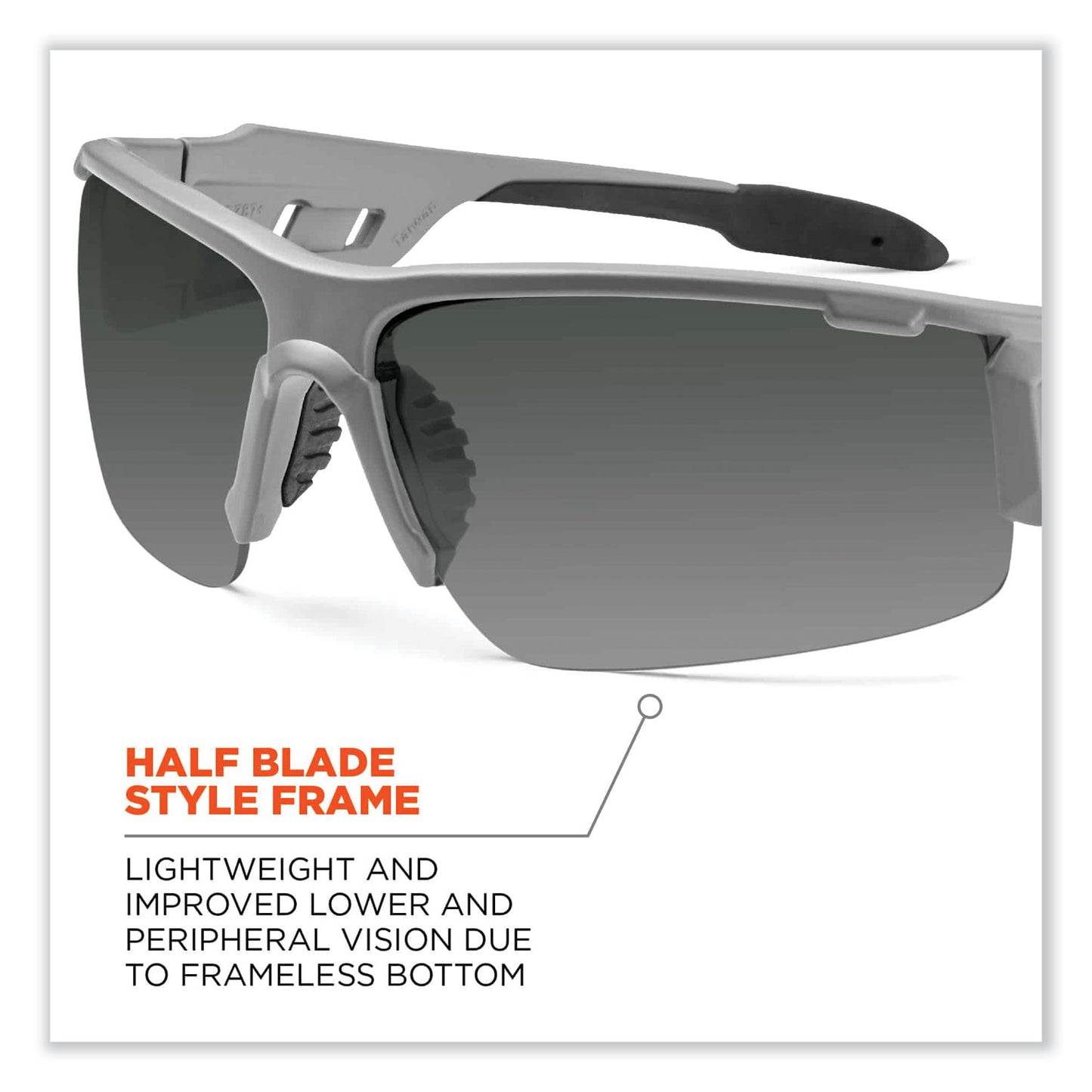 ergodyne Skullerz Dagr Safety Glasses, Matte Gray Nylon Impact Frame, Polarized Smoke Polycarbonate Lens (52131)