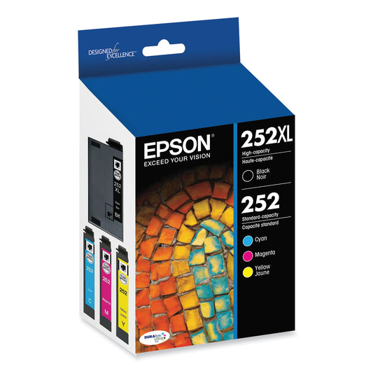 Epson T252XL-BCS (252XL) DURABrite Ultra High-Yield Ink, 1,100 Page-Yield, Black/Cyan/Magenta/Yellow