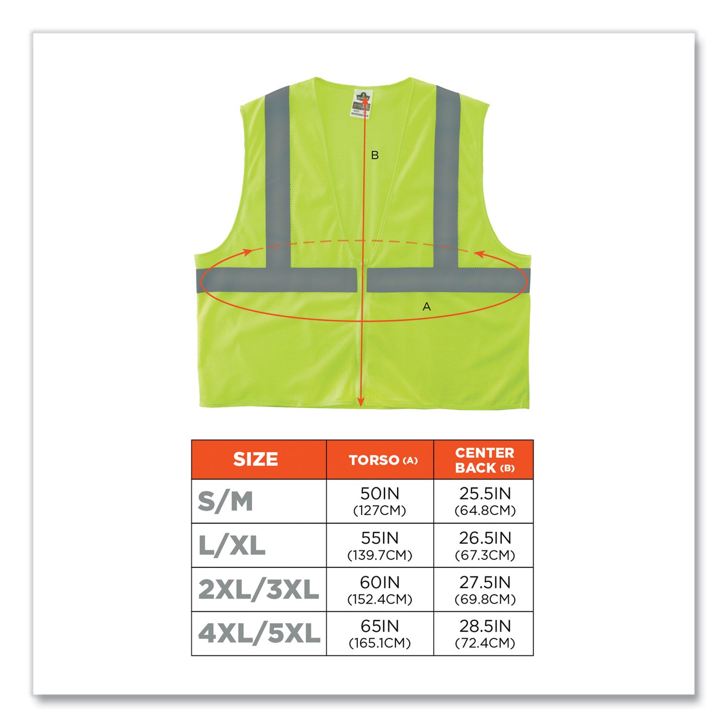 ergodyne GloWear 8205Z Class 2 Super Economy Mesh Vest, Polyester, Lime, 2X-Large/3X-Large (20997)