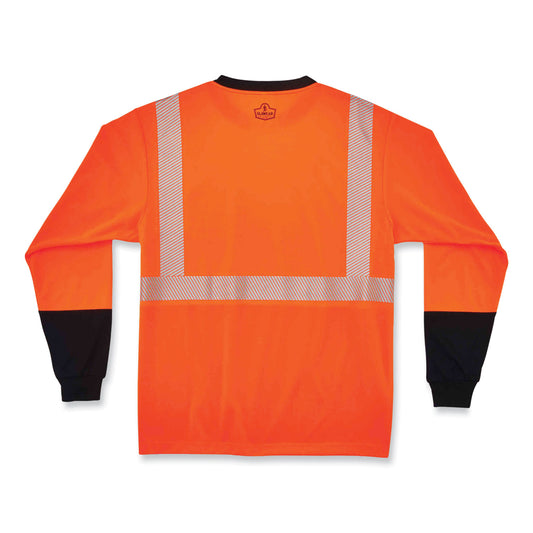 ergodyne GloWear 8281BK Class 2 Long Sleeve Shirt with Black Bottom, Polyester, 5X-Large, Orange (22689)