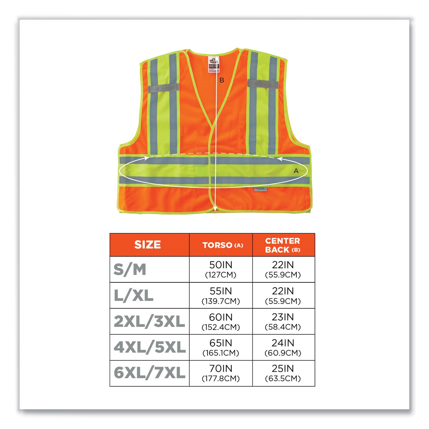 ergodyne GloWear 8245PSV Class 2 Public Safety Vest, Polyester, Small/Medium, Orange (23383)