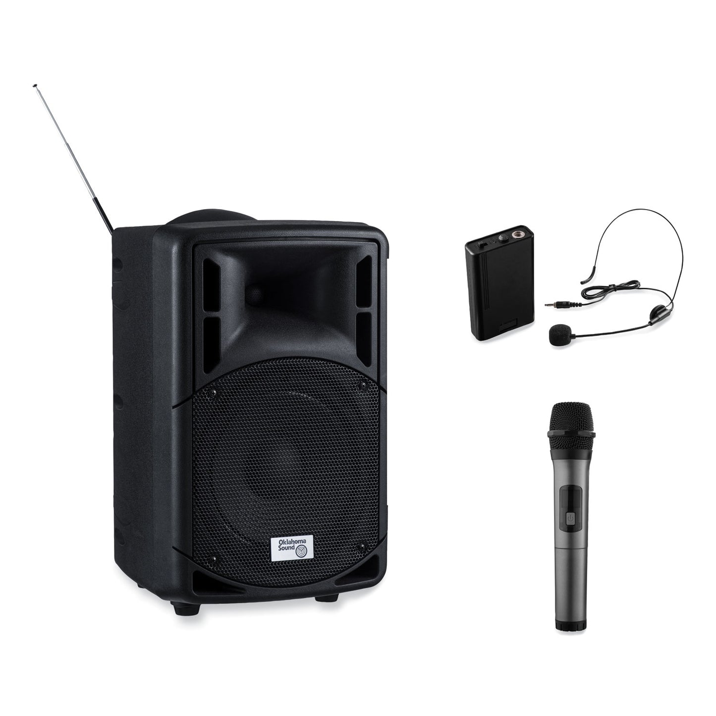 Oklahoma Sound Wireless PA System with Wireless Headset Microphone, 40 W, Black (PRA8000PRA87)