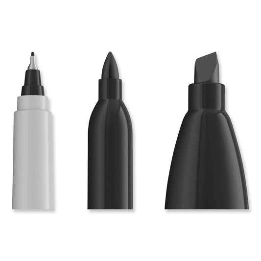 Sharpie Mixed Point Size Permanent Markers, Assorted Tip Sizes/Types, Black, 6/Pack (2135318)
