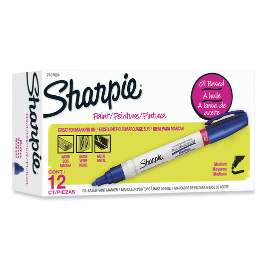 Sharpie Permanent Paint Marker, Medium Bullet Tip, Blue, Dozen (2107624)