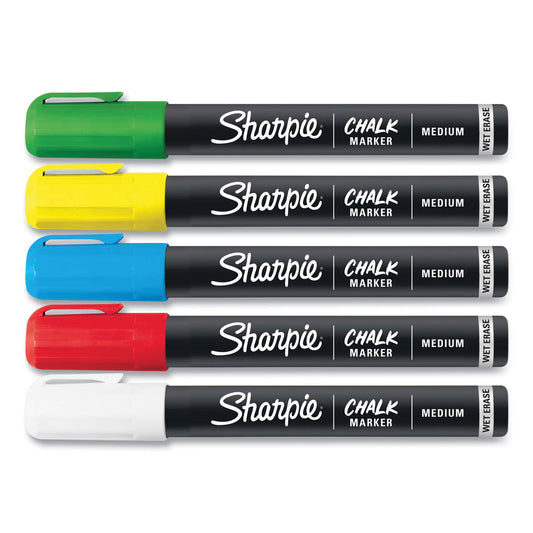 Sharpie Wet-Erase Chalk Marker, Medium Bullet Tip, Assorted Colors, 5/Pack (2103011)