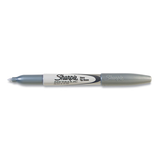 Sharpie Metallic Fine Point Permanent Markers, Fine Bullet Tip, Metallic Silver, Dozen (39100)