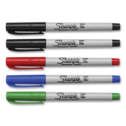 Sharpie Ultra Fine Tip Permanent Marker, Ultra-Fine Needle Tip, Assorted Colors, 5/Set (37675PP)