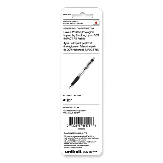 uni-ball 207 Impact RT Gel Retractable Pen Refills, Bold 1 mm Conical Tip, Black Ink, 2/Pack (65873PP)