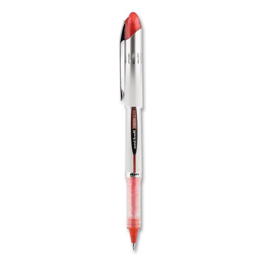 uni-ball VISION ELITE Hybrid Gel Pen, Stick, Bold 0.8 mm, Red Ink, White/Red/Clear Barrel (69023)