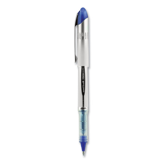 uni-ball VISION ELITE Hybrid Gel Pen, Stick, Bold 0.8 mm, Blue Ink, White/Blue/Clear Barrel (69024)