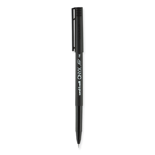 uni-ball ONYX Roller Ball Pen, Stick, Fine 0.7 mm, Black Ink, Black Barrel, 72/Pack (2013567)