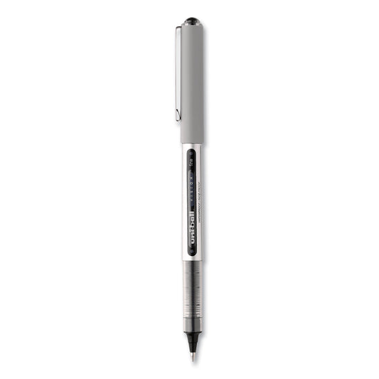 uni-ball VISION Roller Ball Pen, Stick, Fine 0.7 mm, Black Ink, Silver/Black/Clear Barrel, Dozen (60126)