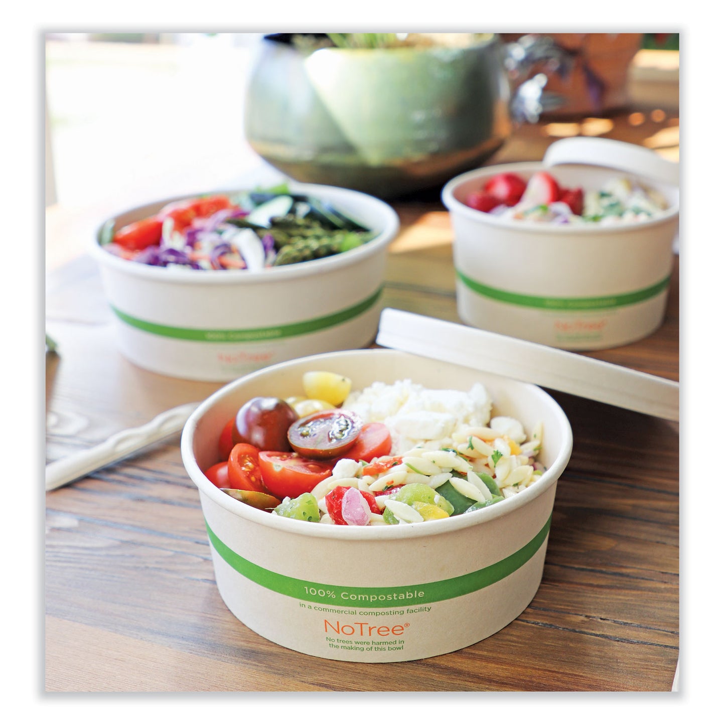 World Centric No Tree Wide Paper Bowls, 32 oz, 5.9" Diameter x 3.1"h, Natural, Sugarcane, 300/Carton (BONT32W)