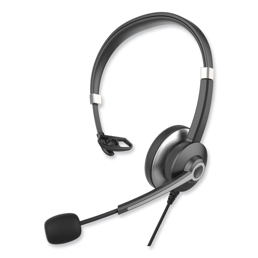Innovera IVR70001 Monaural Over The Head Headset, Black/Silver