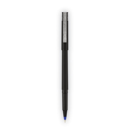 uni-ball Roller Ball Pen, Stick, Extra-Fine 0.5 mm, Blue Ink, Black/Blue Barrel, 72/Pack (2013566)
