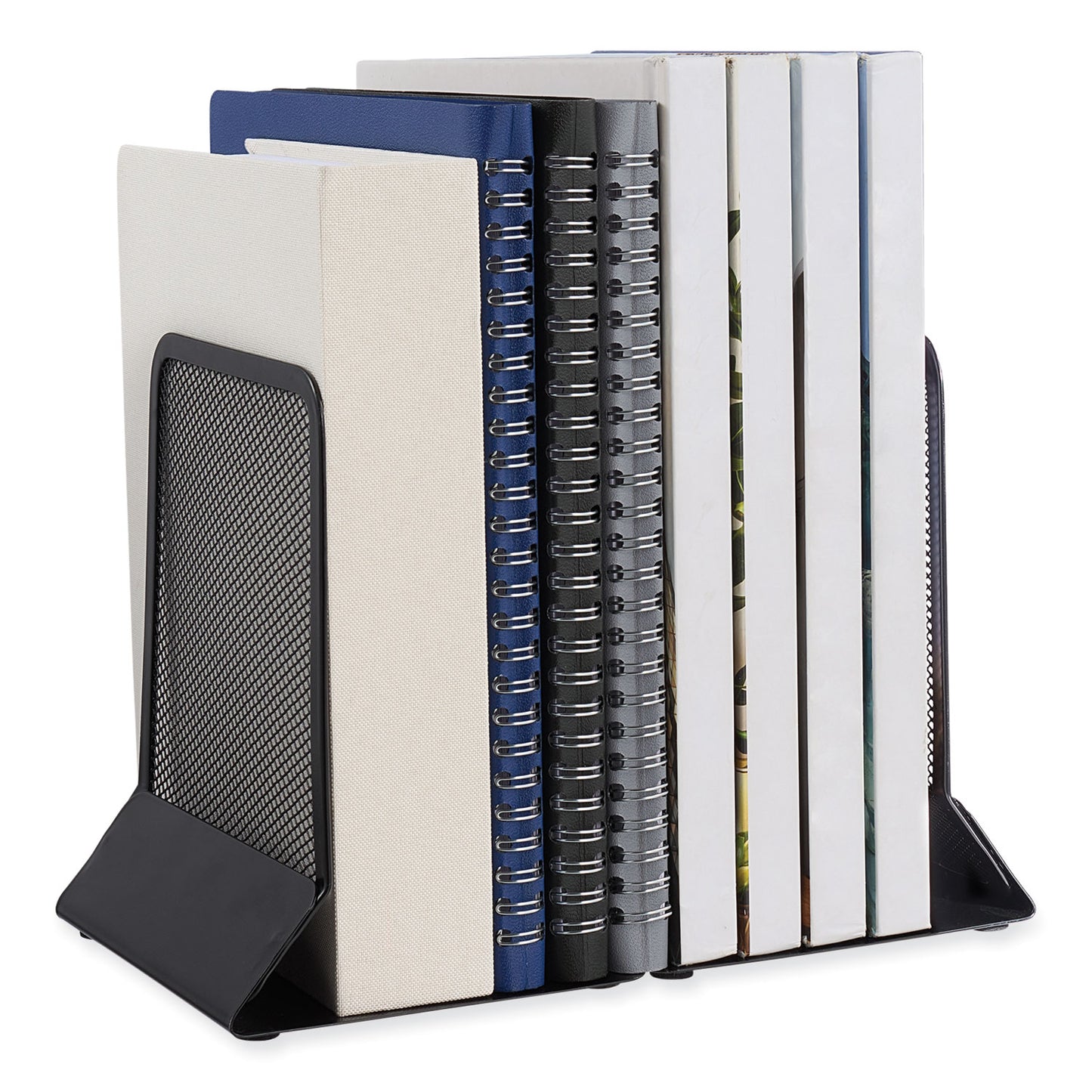 Universal Metal Mesh Bookends, Nonskid, 5.38 x 5.38 x 6.75, Black, 1 Pair (20025)