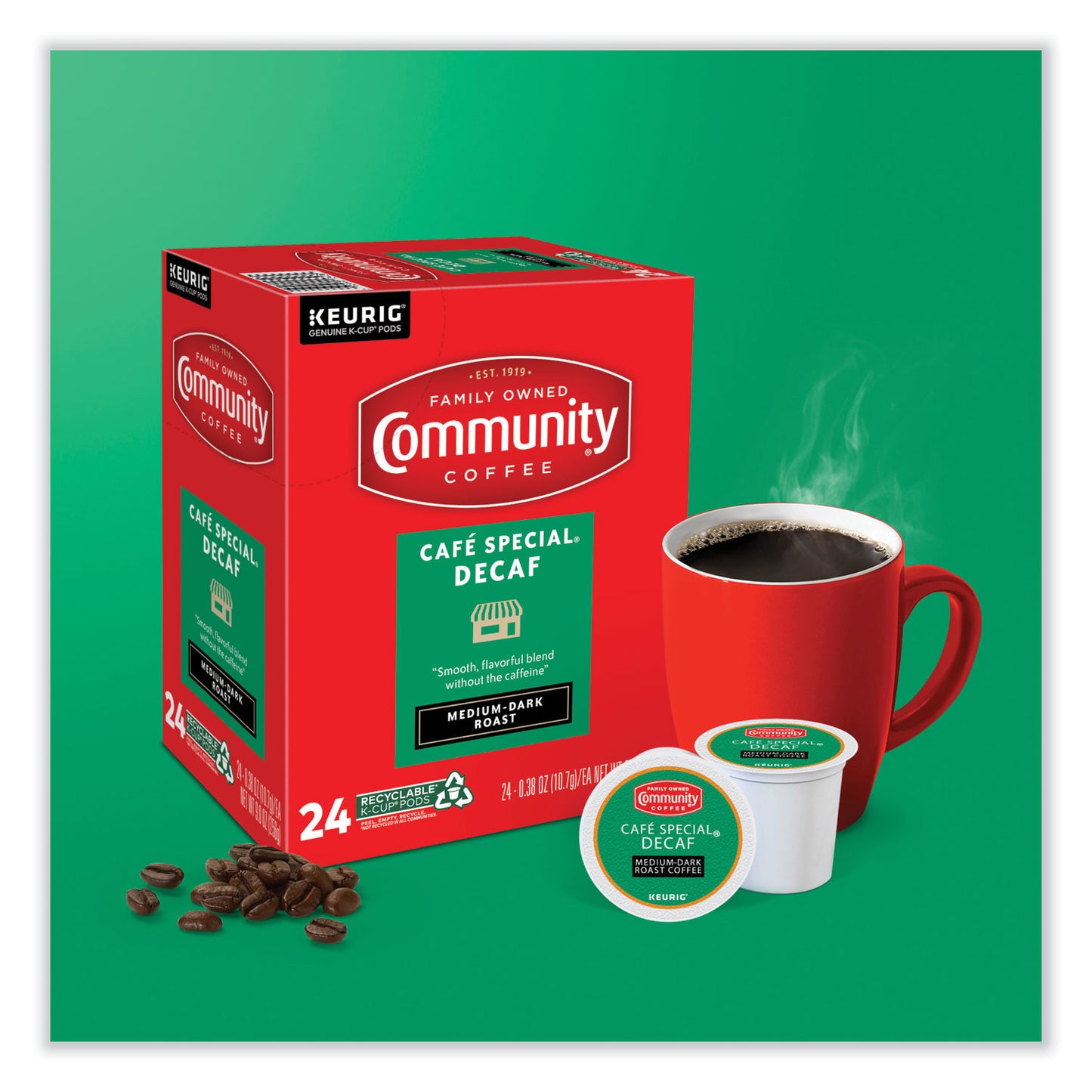 Community Coffee Cafe Special Decaf K-Cup, 24/Box (6408CC)