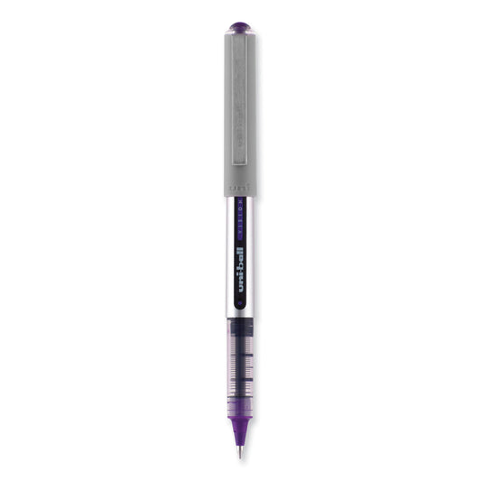 uni-ball VISION Roller Ball Pen, Stick, Fine 0.7 mm, Violet Ink, Silver/Violet/Clear Barrel, Dozen (60382)