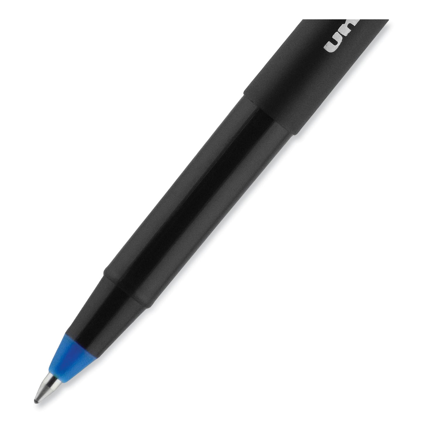 uni-ball ONYX Roller Ball Pen, Stick, Fine 0.7 mm, Blue Ink, Black/Blue Barrel, 72/Pack (2013568)