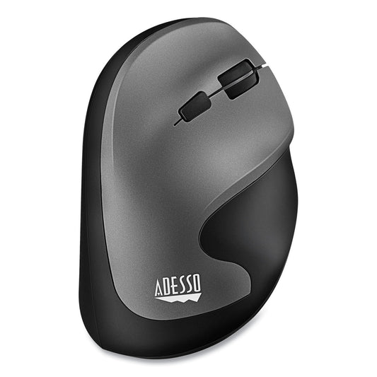 Adesso iMouse A20 Antimicrobial Vertical Wireless Mouse, 2.4 GHz Frequency/33 ft Wireless Range, Right Hand Use, Black/Granite