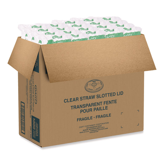 SOLO Straw-Slot Cold Cup Lids, Fits 30 oz to 32 oz Cups, Clear, 50/Sleeve, 20 Sleeves/Carton (L32CR)