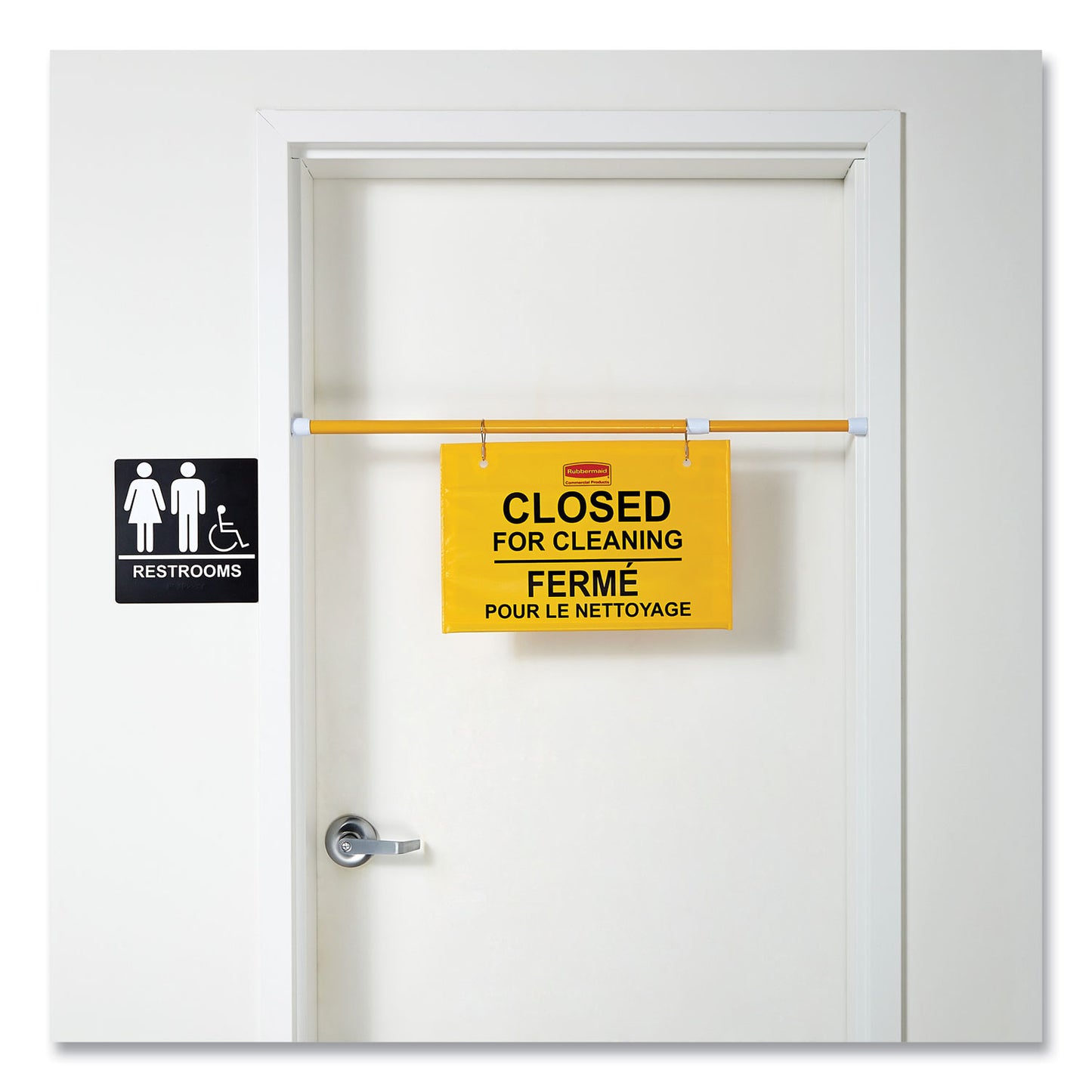 Rubbermaid Commercial Site Safety Hanging Sign, 50 x 1 x 13, Multi-Lingual, Yellow (9S1600YL)
