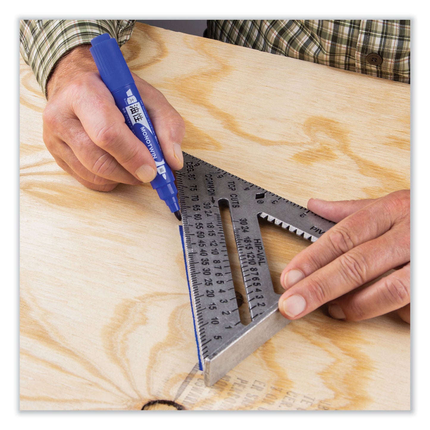 Tombow Mono Twin Bold Permanent Marker, Fine/Broad Tips, Blue, 10/Box (56648)