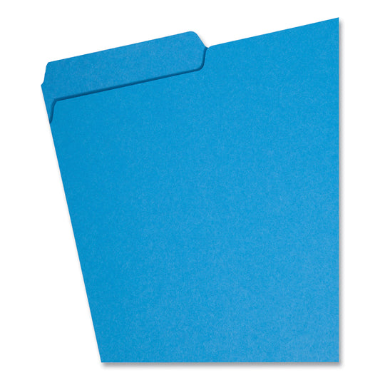 Smead Interior File Folders, 1/3-Cut Tabs: Assorted, Letter Size, 0.75" Expansion, Sky Blue, 100/Box (10287)