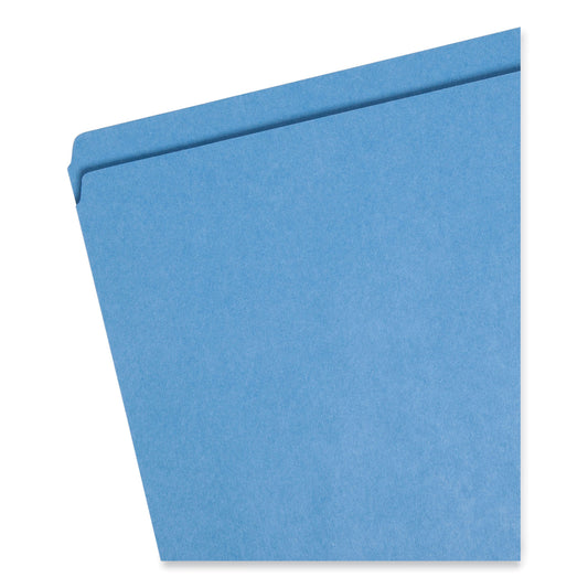 Smead Reinforced Top Tab Colored File Folders, Straight Tabs, Letter Size, 0.75" Expansion, Blue, 100/Box (12010)