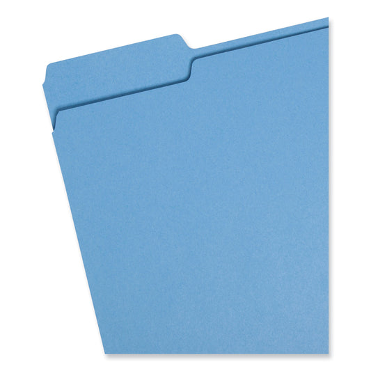Smead Colored File Folders, 1/3-Cut Tabs: Assorted, Letter Size, 0.75" Expansion, Blue, 100/Box (12043)