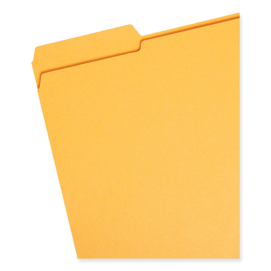Smead Reinforced Top Tab Colored File Folders, 1/3-Cut Tabs: Assorted, Letter Size, 0.75" Expansion, Goldenrod, 100/Box (12234)