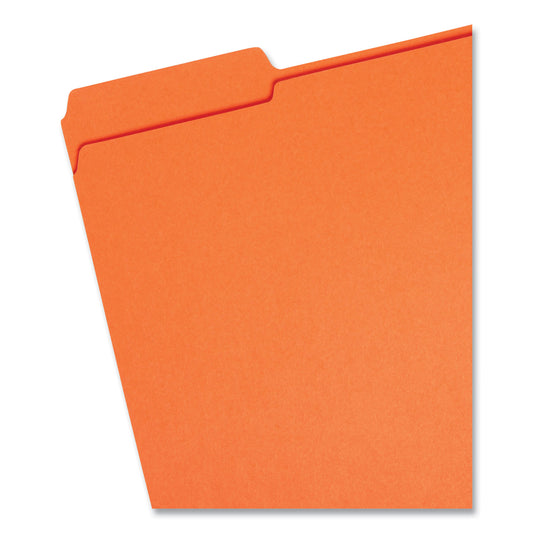 Smead Reinforced Top Tab Colored File Folders, 1/3-Cut Tabs: Assorted, Letter Size, 0.75" Expansion, Orange, 100/Box (12534)