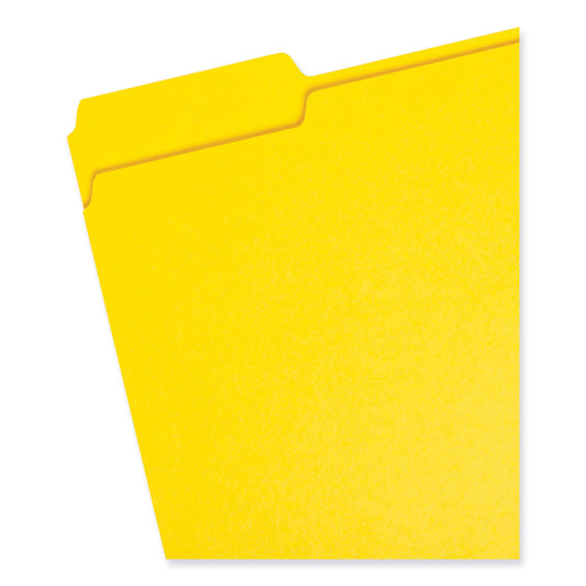 Smead Colored File Folders, 1/3-Cut Tabs: Assorted, Letter Size, 0.75" Expansion, Yellow, 100/Box (12943)