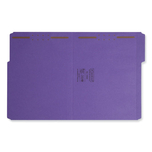 Smead Top Tab Colored Fastener Folders, 0.75" Expansion, 2 Fasteners, Letter Size, Purple Exterior, 50/Box (13040)