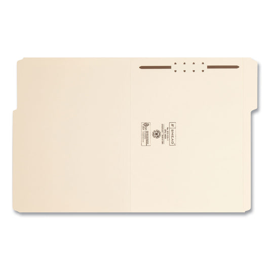 Smead Top Tab Fastener Folders, 1/3-Cut Tabs: Assorted, 0.75" Expansion, 1 Fastener, Letter Size, Manila Exterior, 50/Box (14534)