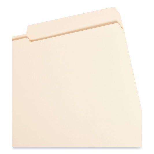Smead Reinforced Guide Height File Folders, 2/5-Cut Tabs: Right Position, Legal Size, 0.75" Expansion, Manila, 100/Box (15386)