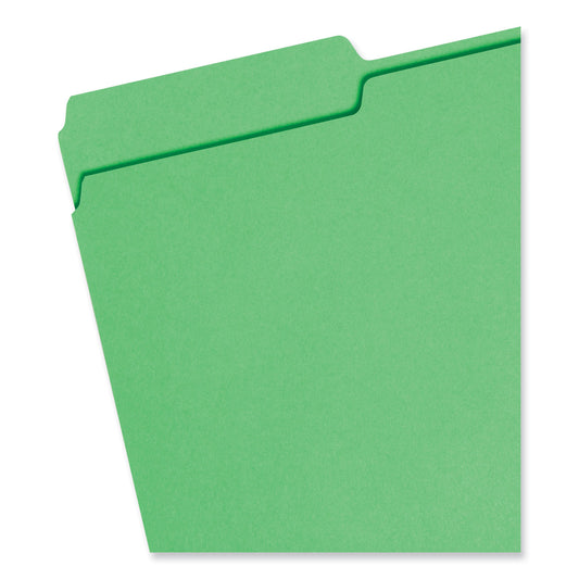 Smead Colored File Folders, 1/3-Cut Tabs: Assorted, Legal Size, 0.75" Expansion, Green, 100/Box (17143)