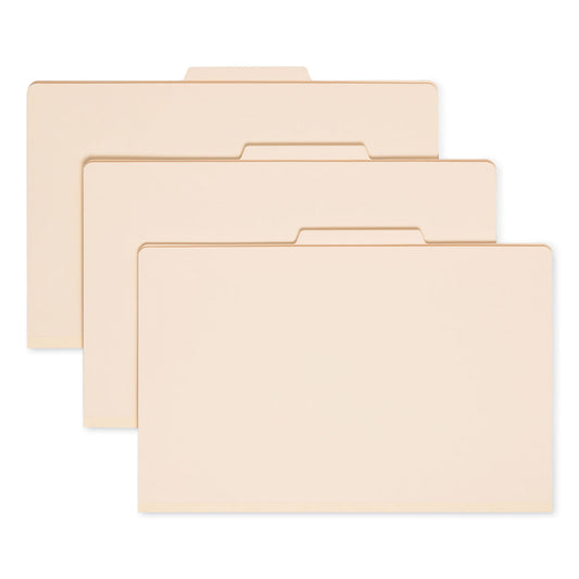 Smead Four-Section Top Tab Classification Folders, 2" Expansion, 1 Divider, 4 Fasteners, Legal Size, Manila, 10/Box (18700)