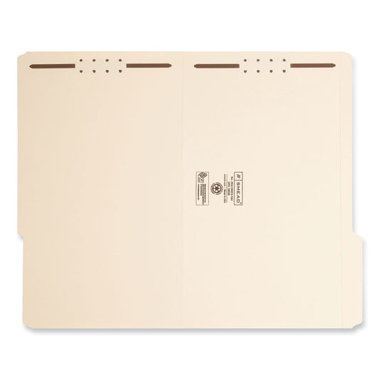 Smead Top Tab Fastener Folders, 1/3-Cut Tabs: Right, 0.75" Expansion, 2 Fasteners, Legal Size, Manila Exterior, 50/Box (19538)