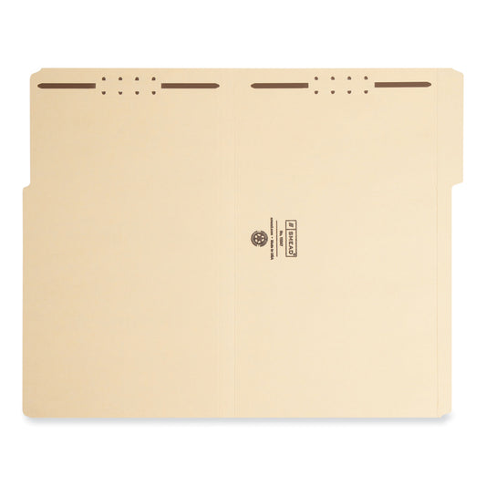 Smead Top Tab Fastener Folders, 1/3-Cut Tabs: Assorted, 0.75" Expansion, 2 Fasteners, Legal Size, Manila Exterior, 50/Box (19547)