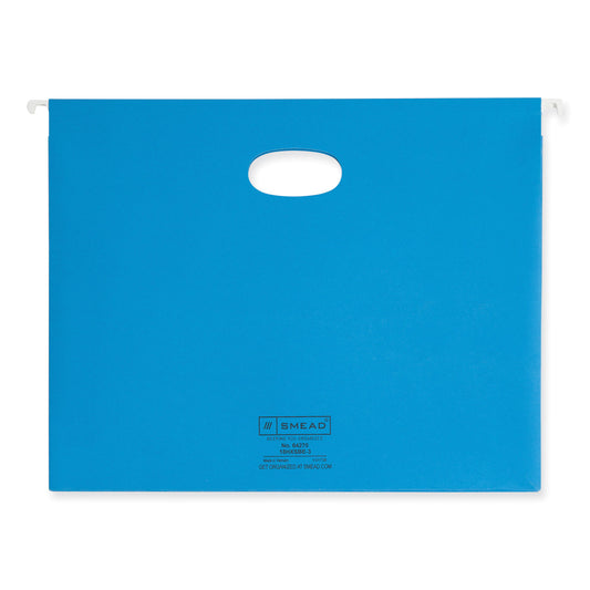 Smead Hanging Pockets with Full-Height Gusset, 1 Section, 3" Capacity, Letter Size, 1/5-Cut Tabs, Sky Blue, 25/Box (64270)