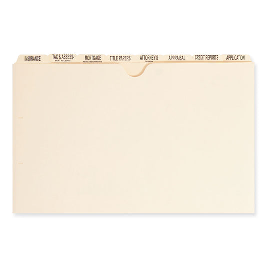 Smead Pressboard Mortgage Folder Dividers, Pre-Printed, 1 Fastener, Legal Size, Manila, 7 Dividers/Set, 12 Sets (78278)