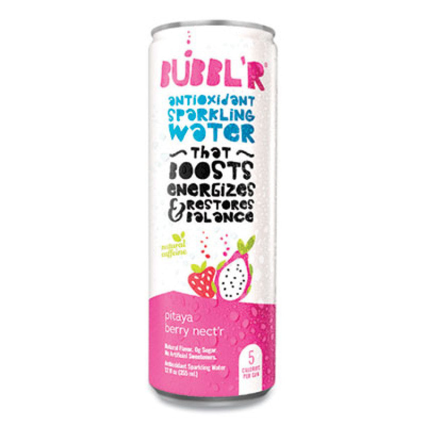 Bubbl'r Antioxidant Sparkling Water, Pitaya Berry Nect'r, 12 oz Can, 12 Cans/Carton (WIC39978)