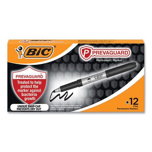 BIC PrevaGuard Permanent Marker, Fine Bullet Tip, Black, 12/Pack (GAPM11BLK)