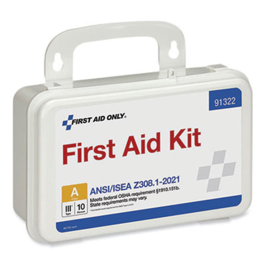 First Aid Only ANSI 2021 First Aid Kit for 10 People, 76 Pieces, Plastic Case (91322)
