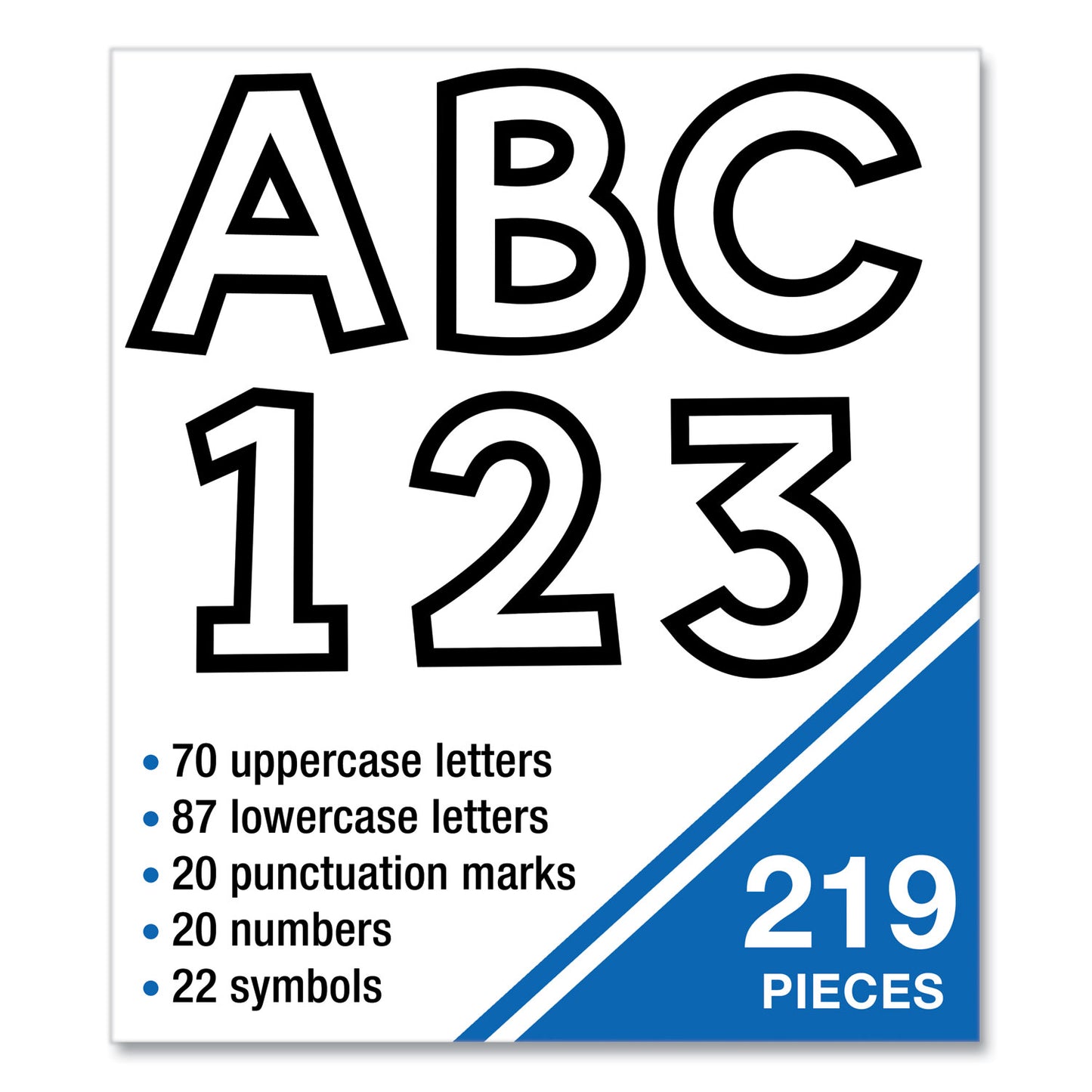 Carson-Dellosa EZ Letter Combo Packs, White with Black Trim, 4"h, 219 Characters (130100)